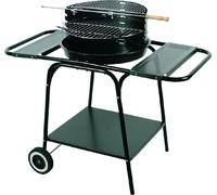 Barbecue de jardin au charbon de bois avec étagères et roulettes