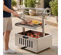 Barbecue De Jardin Au Charbon, Grille Inox Réglable En Hauteur 304StainlessSteel