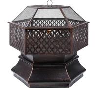 Barbecue de jardin Corbeille à feu - HexaGrill Pro - BBQ et feu de terrasse - Avec pare-étincelles et grille - Acier - 71 cm