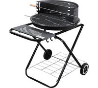 Barbecue de jardin rond au charbon de bois avec étagères sur roulettes MG925
