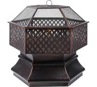 Barbecue de jardin Zyrell – Panier à feu – Brûle-parfum – Poêle de terrasse – Barbecue à fumée – Barbecue d'extérieur – Structure en acier avec pare-étincelles – 76 cm