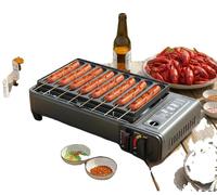 Barbecue de table au gaz, 42 x 26 x 11 cm, puissance thermique de 2,2 kW, consommation de gaz de 160 g/heure, bac à graisse amovible, compatible avec le butane/GPL