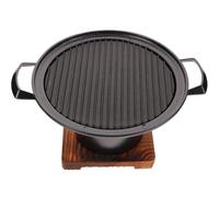 Barbecue de Table Portable sans Fumée, Cuisson Rapide pour Petits Foyers | Base en Bois, Alliage D’aluminium Noir, Surface Antiadhésive, Plateau Récupérateur D’huile Séparé