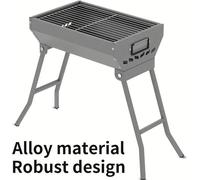 Barbecue d'extérieur - Grill à charbon portable - En acier inoxydable - Design pliable - Pas d'assemblage requis - Avec poignée de transport - Idéal pour le camping