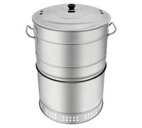 Barbecue d'extérieur - Grill à charbon vertical - Autonome - Faible émission de fumée - 50 brochettes - Acier inoxydable - 66 cm de hauteur - Pour jardin et camping - Argenté