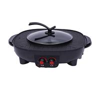 Barbecue électrique 2 en 1 et Hot Pot, poêle multifonction sans fumée pour l'intérieur avec température réglable, pour barbecue coréen, fondue, shabu habu, cuisson pour les fêtes de famille