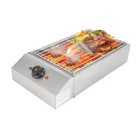 Barbecue électrique 220 V 2,6 kW - 50-300 °C - Température réglable - Grille de table avec grille amovible en acier inoxydable pour balcon, terrasse, intérieur, camping, barbecue, 54 x 28 x 13,5 cm