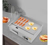 Barbecue électrique commercial, 3000 W, 36 x 30 cm/30 x 18 cm, plat à gauche, encastré à droite, grill semi-plat en acier inoxydable, grill de restaurant en viande, steak, crêpes, régulation précise