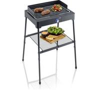 Severin Gril électrique d'extérieur PG 8568 2200 W, grille fonte alu, pare-vent amovible, Noir