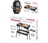 Barbecue Electrique sur Pieds ou de Table noir 2000W + Set de 4 accessoires + housse pour barbecue