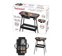 Barbecue Electrique sur Pieds ou de Table Rouge 2000W + Set de 4 accessoires pour barbecue