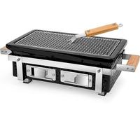 Barbecue en céramique au charbon de bois, rectangulaire, sans fumée. Grill mobile, barbecue au charbon de bois avec grille en acier inoxydable, idéal pour le camping et la cuisson en intérieur et en e