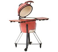 Barbecue Extérieur sur Roues en Céramique au Charbon de Bois avec Couvercle et T