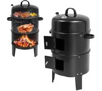 Barbecue Fumoir 3-en-1 avec Thermomètre Intégré 84 cm - Réchaud à Encens Charbon pour Grillades, Fumage et Cuisson Extérieure