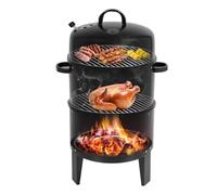 Barbecue fumoir 3 en 1 | Barbecue en fer à double étage | Amovible | Support trépied portable et stable | Idéal pour le camping, le pique-nique, le jardin, le parc et les fêtes de famille