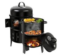 Barbecue Fumoir de Bois, Baril de Fumeur avec Thermomètre, Baril de Fumeur 3 en 1 pour Fêtes de Cuisine en Plein Air, Camping