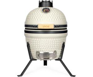 Barbecue Fumoir Kamado LIVOO DOC330, Beige Noir, Ø27 cm Grille de Cuisson, Corps en Argile Réfractaire