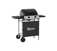 Outsunny Barbecue Gaz 2 Brûleurs en Acier Inoxydable, Puissance 2,8 kW, Barbecue de Jardin, 2 Grilles en Chromé, 2 Étagères Latérales, 2 Roues, pour Camping, Balcon et Terrasse, Noir