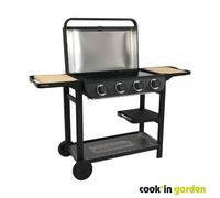 Cook'in Garden – Barbecue gaz – FLAVO 76 SC sur chariot – 4 brûleurs – Noir
