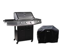 Barbecue Gaz avec LED Bingo 4 - 4 brûleurs dont 1 latéral - 14kW + Housse protection - Noir