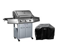 Habitat et Jardin – Barbecue gaz Bingo 4 – 4 brûleurs (1 latéral) 14 kW – Housse – Argenté