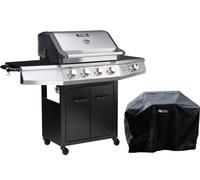 Barbecue gaz Bingo 5 - 5 brûleurs dont 1 latéral - 15,2 kW - Acier inoxydable - Housse incluse - Noir