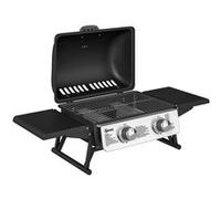 Barbecue gaz de table compact portable avec couvercle 2 brûleurs 5,6kW thermomètre régulateur tuyau inclus G
