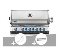 Barbecue gaz encastrable Prestige Pro 665 inox 5 brûleurs + Brosse brûleur + Boîtier de fumage - Napoléon