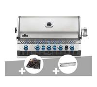 Barbecue gaz encastrable Prestige Pro 665 inox 5 brûleurs + Plateau charbon + Boîtier de fumage - Napoléon