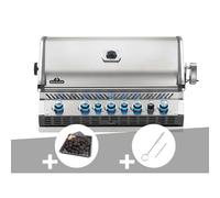 Barbecue gaz encastrable Prestige Pro 665 inox 5 brûleurs + Plateau charbon + Brosse brûleur - Napoléon