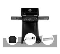 Barbecue gaz Freestyle 365 noir 3 brûleurs et 1 réchaud latéral + Housse de protection + Rôtissoire + Boitier de fumage - Napoléon