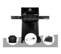 Barbecue gaz Freestyle 365 noir 3 brûleurs + Housse de protection + Rôtissoire + Plateau charbon - Napoléon
