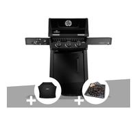 Barbecue gaz Freestyle 365 noir PRO 3 brûleurs + 1 bruleur sizzle zone + Housse de protection + Plateau charbon - Napoléon