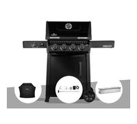 Barbecue gaz Freestyle 425 noir 4 brûleurs + 1 réchaud latéral + Housse de protection + Rôtissoire + Boitier de fumage - Napoléon