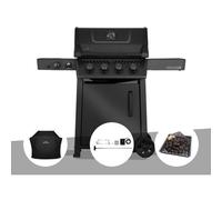 Barbecue gaz Freestyle 425 noir 4 brûleurs + 1 Sizzle Zone Série Phantom + Housse + Rôtissoire + Plateau charbon - Napoléon