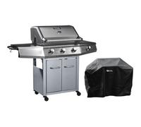 Habitat et Jardin – Barbecue gaz Bingo 4 – 4 brûleurs (1 latéral) 14 kW – Housse – Argenté
