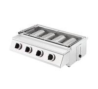 Barbecue Gaz Inox- sans fumée -4 Brûleurs -Chauffe rapidement - Hauteur Réglable - Portable pour Jardin/Terrasse