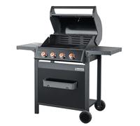 BRASERO BY FAVEX - Barbecue gaz Spring II 4 brûleurs - Surface mixte grille & plancha fonte - 12,6 kW - EASY CLEAN - Tablettes rabattables - Jusqu'à 12 convives - Noir