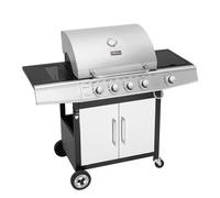 Barbecue Gaz sur Chariot - Royal Gourmet - 4+1Brûleurs Puissance 14,5kW - 2 Grilles en Émaillée-Surface de Cussion 60 x 42 cm-Argent