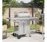 Barbecue à gaz Vidaxl à 4 brûleurs en acier inoxydable argenté
