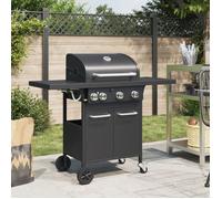 vidaXL Barbecue à gaz gril 4 brûleurs acier enduit de poudre Noir