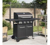 vidaXL Barbecue gril à gaz, 5 brûleurs, noir, acier enduit de poudre