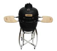 Barbecue Japonais Kamado 46 cm Céramique & Stand en Acier Forme Œuf Charbon de Bois BBQ Portable Extérieur Jardin Fumage Grillage Plage de Température 0 à 400°C [Ustensiles & Housse de Pluie INCLUS]