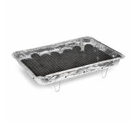 Barbecue jetable XXL - 48 x 31 cm - Avec briquettes et support - Barbecue jetable - Barbecue de table pour camping ou pique-nique - Barbecue au charbon de bois - Argent