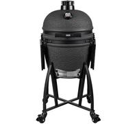 Grill GURU Prime Large, barbecue kamado en charbon de bois, finition noire mate, en céramique avec thermomètre intégré au couvercle, grille de cuisson en acier inoxydable de 46 cm, 2 niveaux de réglag
