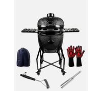 Barbecue Kamado YAKINIKU® Black Edition - Céramique, cuisson au charbon - BBQ fumoir japonais Ø 52 cm, 20 pouces - Grille inox - Couvercle & thermomètre intégrés