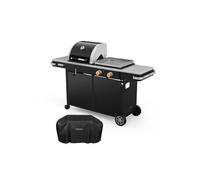 Plancha gaz et barbecue charbon Bi-Energy L - BRASERO BY FAVEX - 2 x 3,6 kW - Plaque inox - 10 à 12 convives - Housse incluse