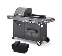 Barbecue Plancha Bi-Energy XL Gaz & Charbon - BRASERO BY FAVEX - 3 brûleurs 10,8 kW - Plancha 60 x 42 cm - Housse incluse