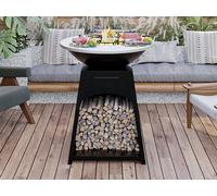 Barbecue plancha brasero à charbon et bois avec rangement en acier - L81 x l81 x H96 cm - Noir - CORVERA