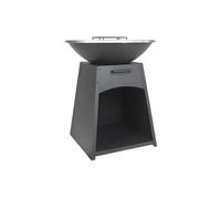 Barbecue plancha brasero à charbon et bois avec rangement en acier - L81 x l81 x H96 cm - Noir - CORVERA